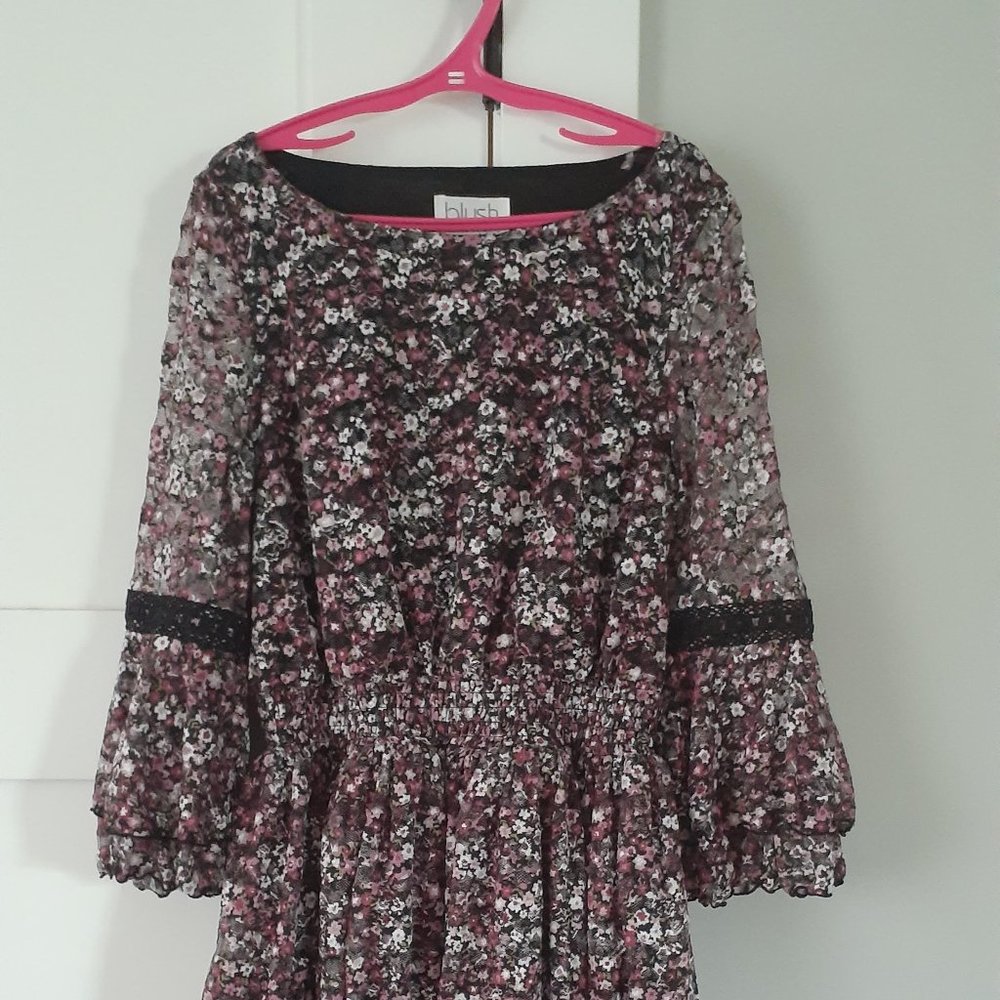 Girls Net Floral Liliac Dress (12 yr)
